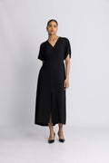 Lina Ss Ankle Wrap Dress B - Black