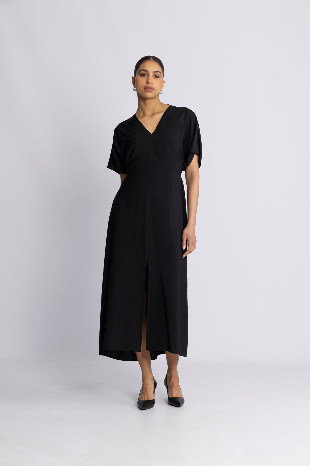 Lina Ss Ankle Wrap Dress B - Black
