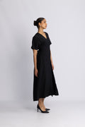 Lina Ss Ankle Wrap Dress B - Black
