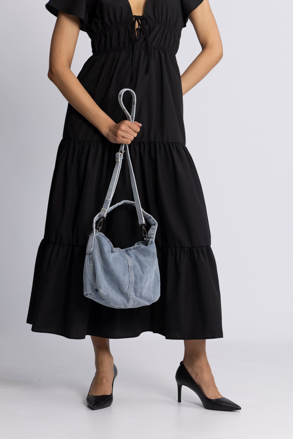 Washed Denima Fraya Small Bag - Denim