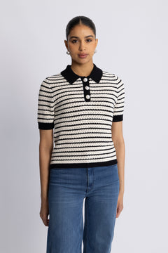 Charles Knit Blouse - Black Stripe