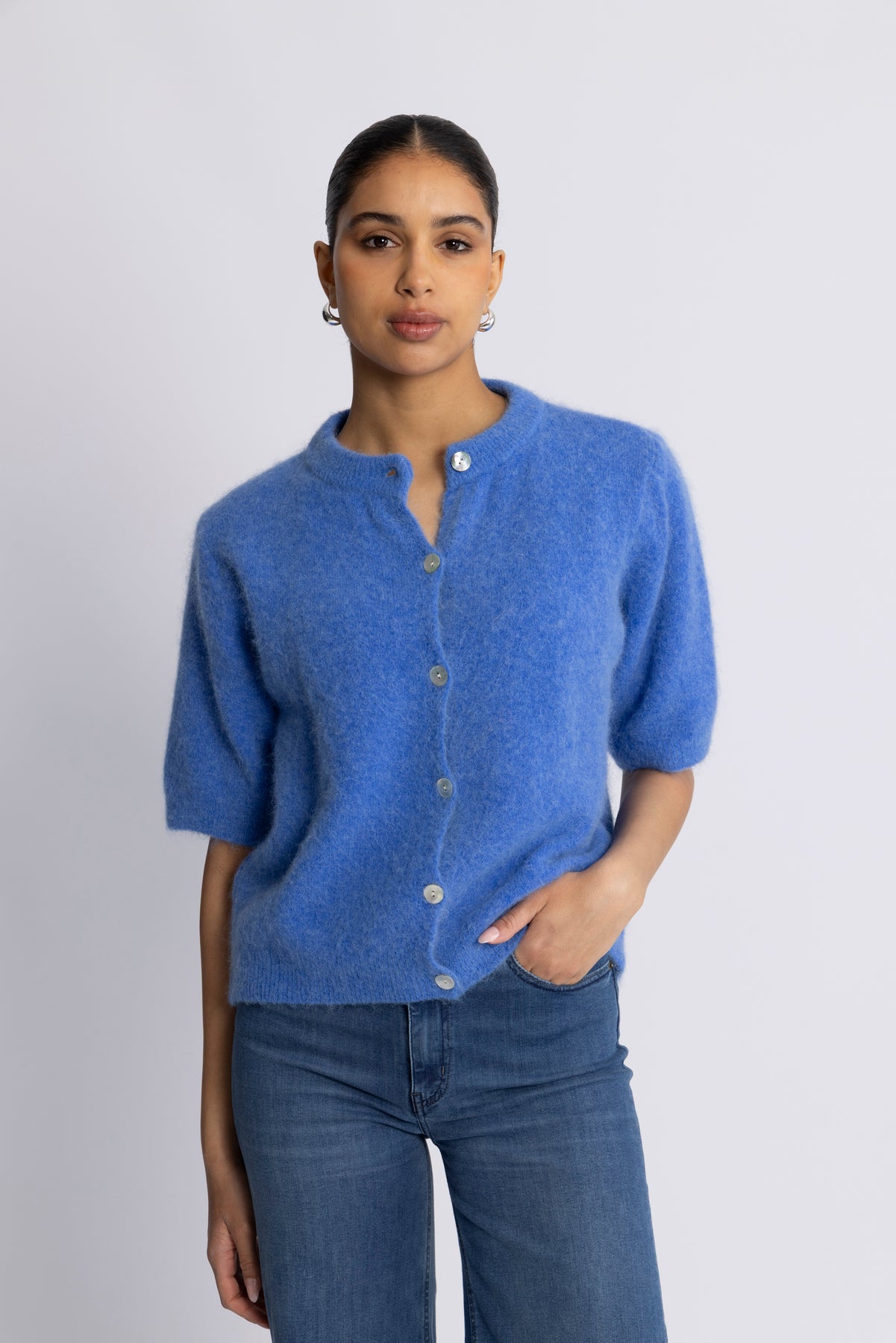 Kae SS Knit Kofta - Dove Blue