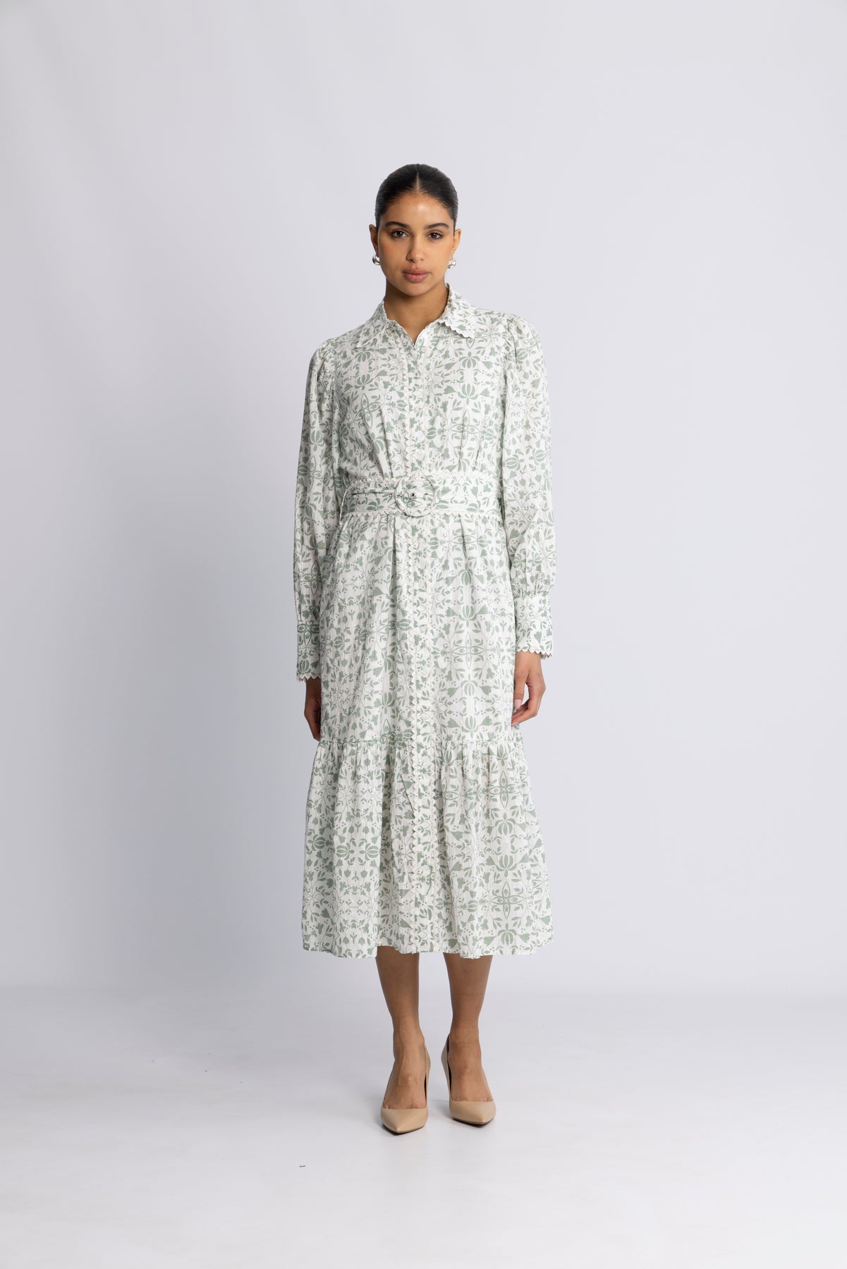 Yasvips Ls Long Shirt Dress - Iceberg Green Vips Print