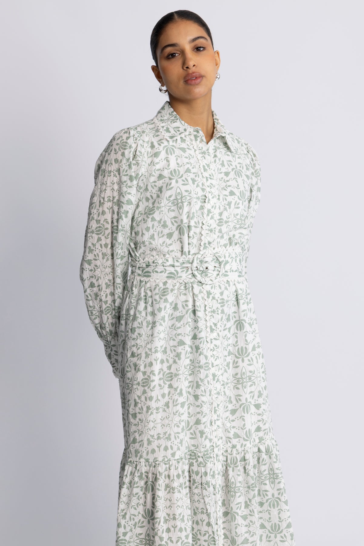 Yasvips Ls Long Shirt Dress - Iceberg Green Vips Print