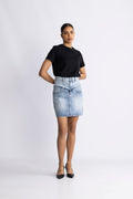 Bowiecc Block Kjol - Fade Denim