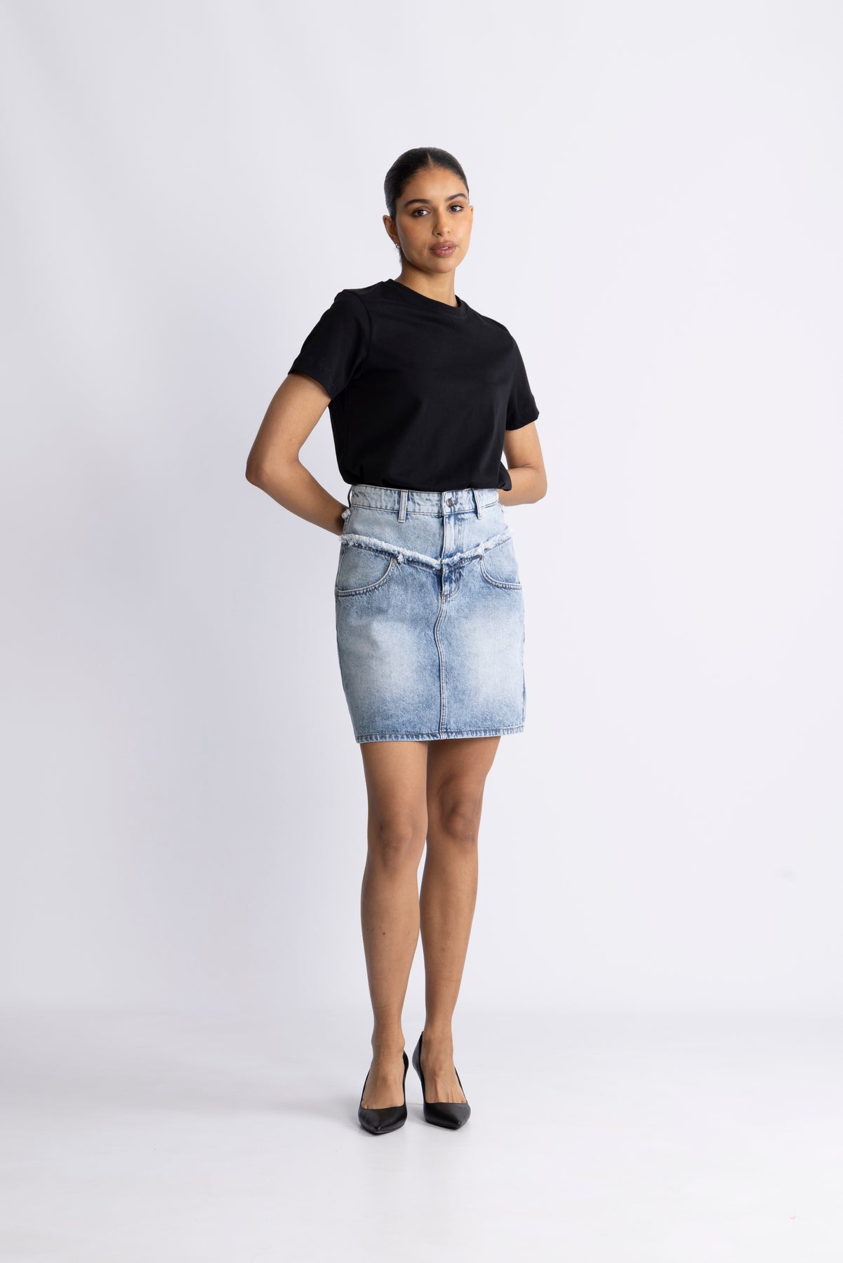Bowiecc Block Kjol - Fade Denim