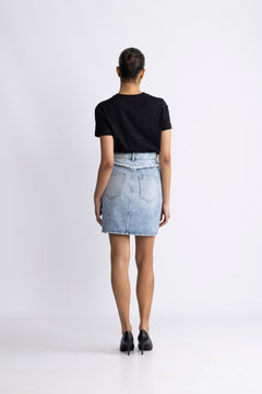 Bowiecc Block Skirt - Fade Denim