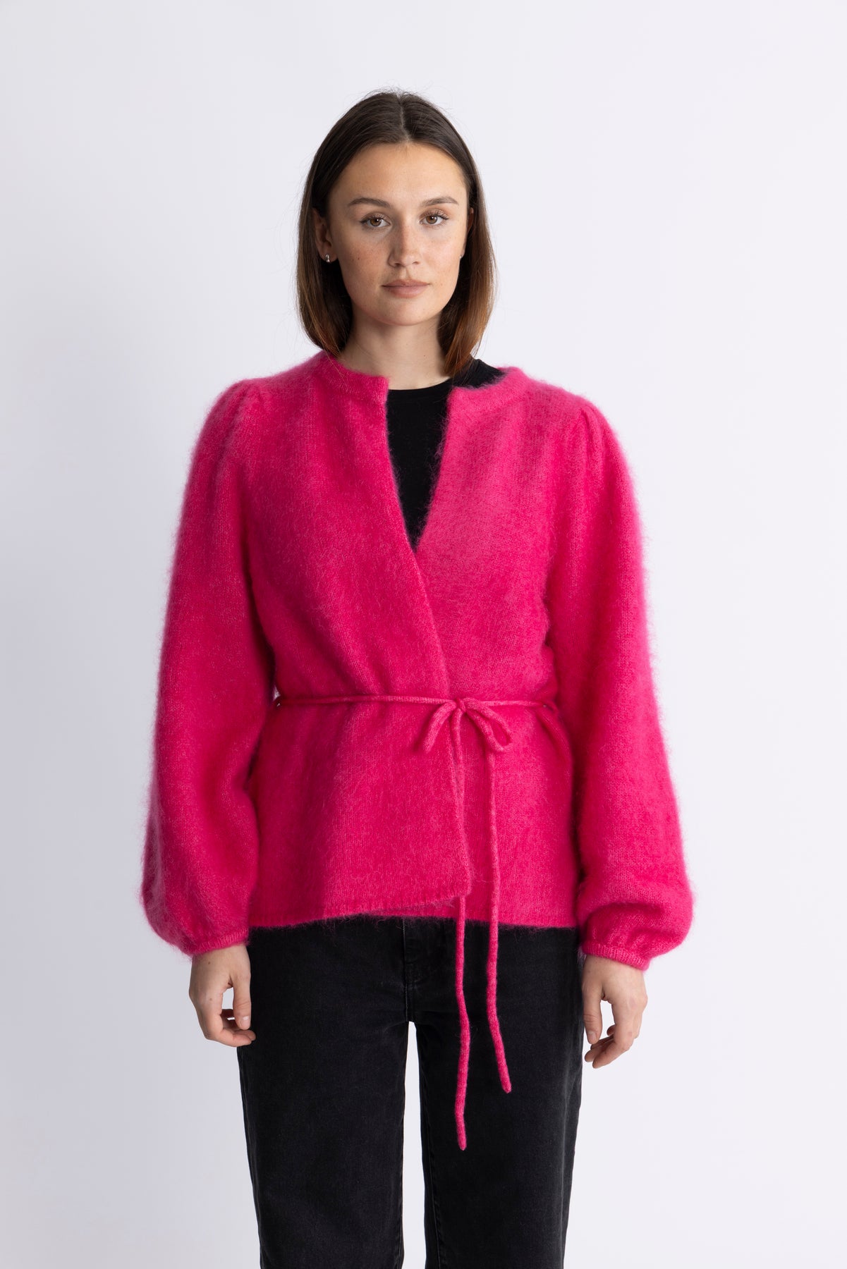 Fredrikke Chunky Cardigan - Raspberry