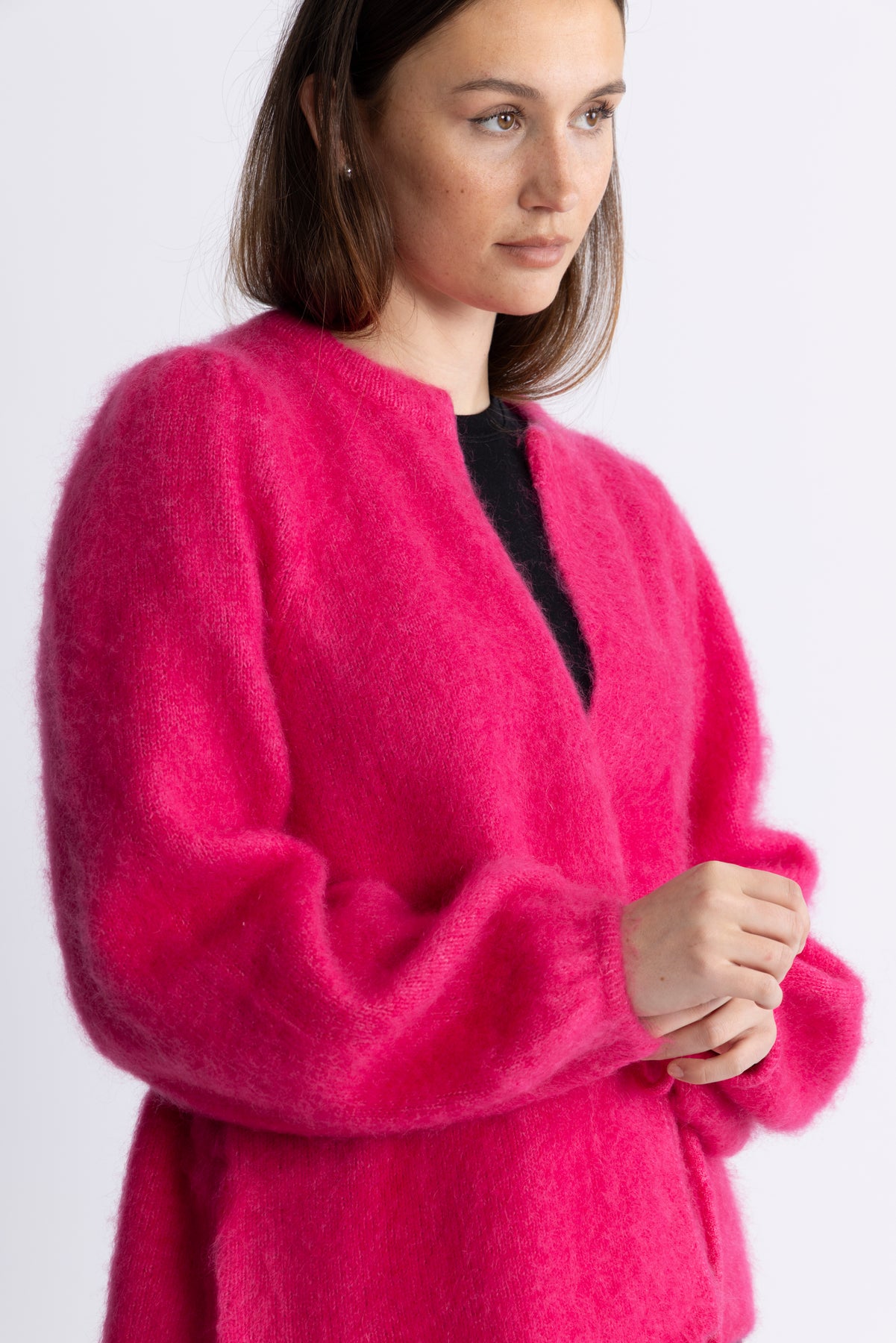 Fredrikke Chunky Cardigan - Raspberry