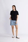 Anya-Krista Hw Denim Shorts - Light Blue Denim