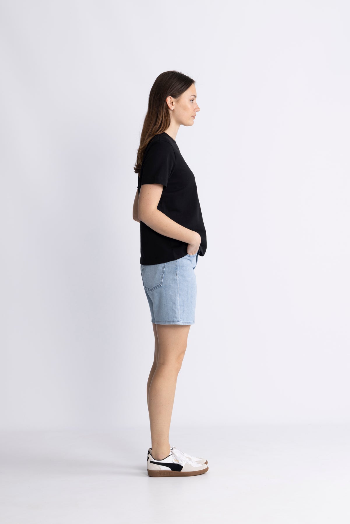 Anya-Krista Hw Denim Shorts - Light Blue Denim