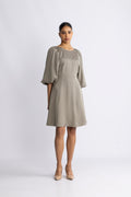 Laurina 3/4 Short Open Back Dress B - Vetiver