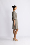 Laurina 3/4 Short Open Back Dress B - Vetiver