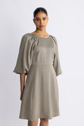 Laurina 3/4 Short Open Back Dress B - Vetiver