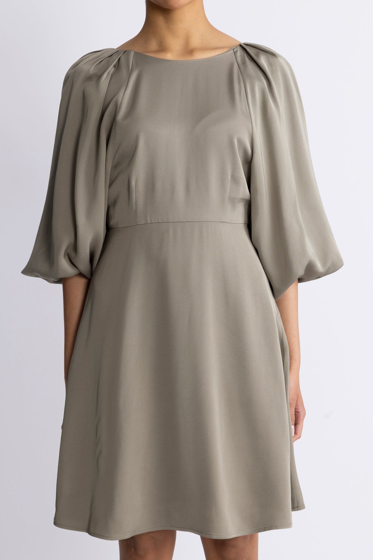 Laurina 3/4 Short Open Back Dress B - Vetiver