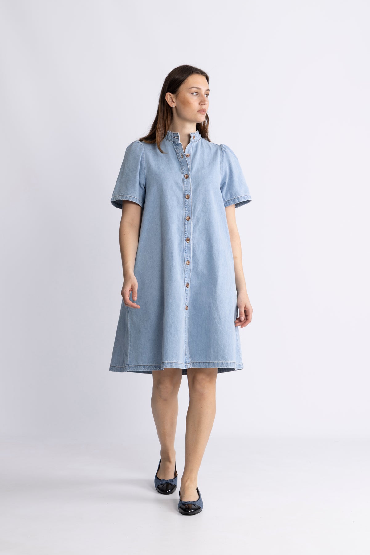 Jolene Elena 2/4 Skjortklänning - Light Blue Wash