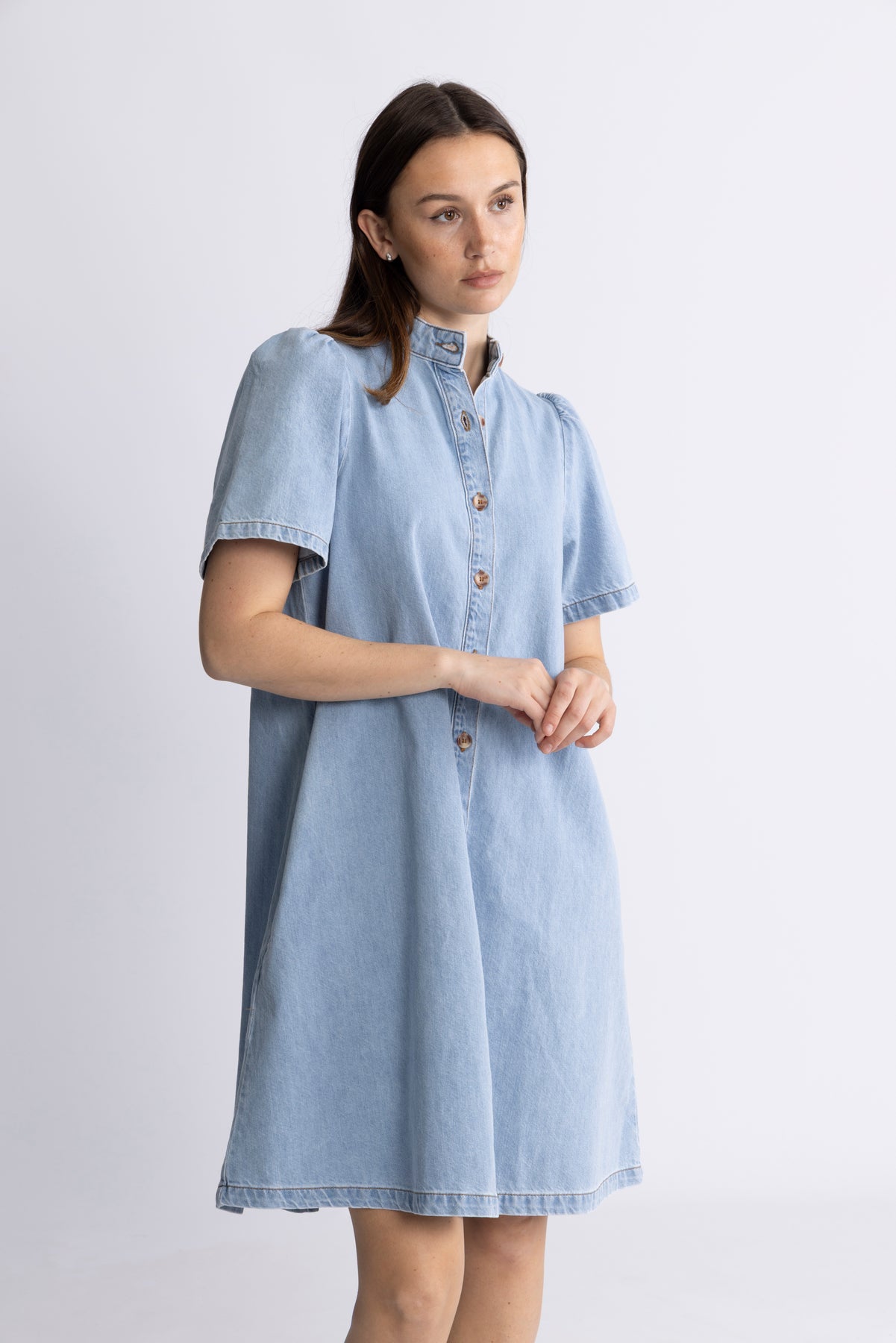 Jolene Elena 2/4 Skjortklänning - Light Blue Wash