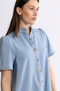Jolene Elena 2/4 Skjortklänning - Light Blue Wash