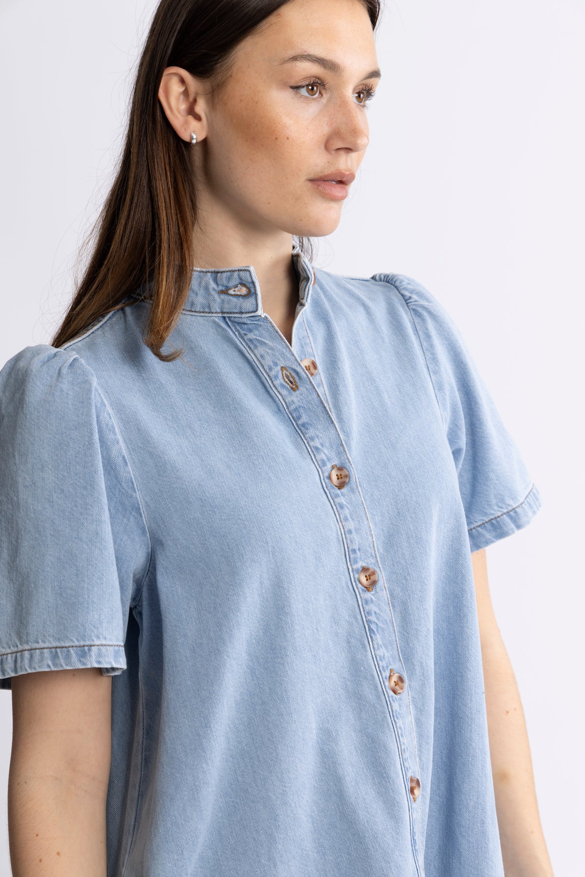 Jolene Elena 2/4 Skjortklänning - Light Blue Wash