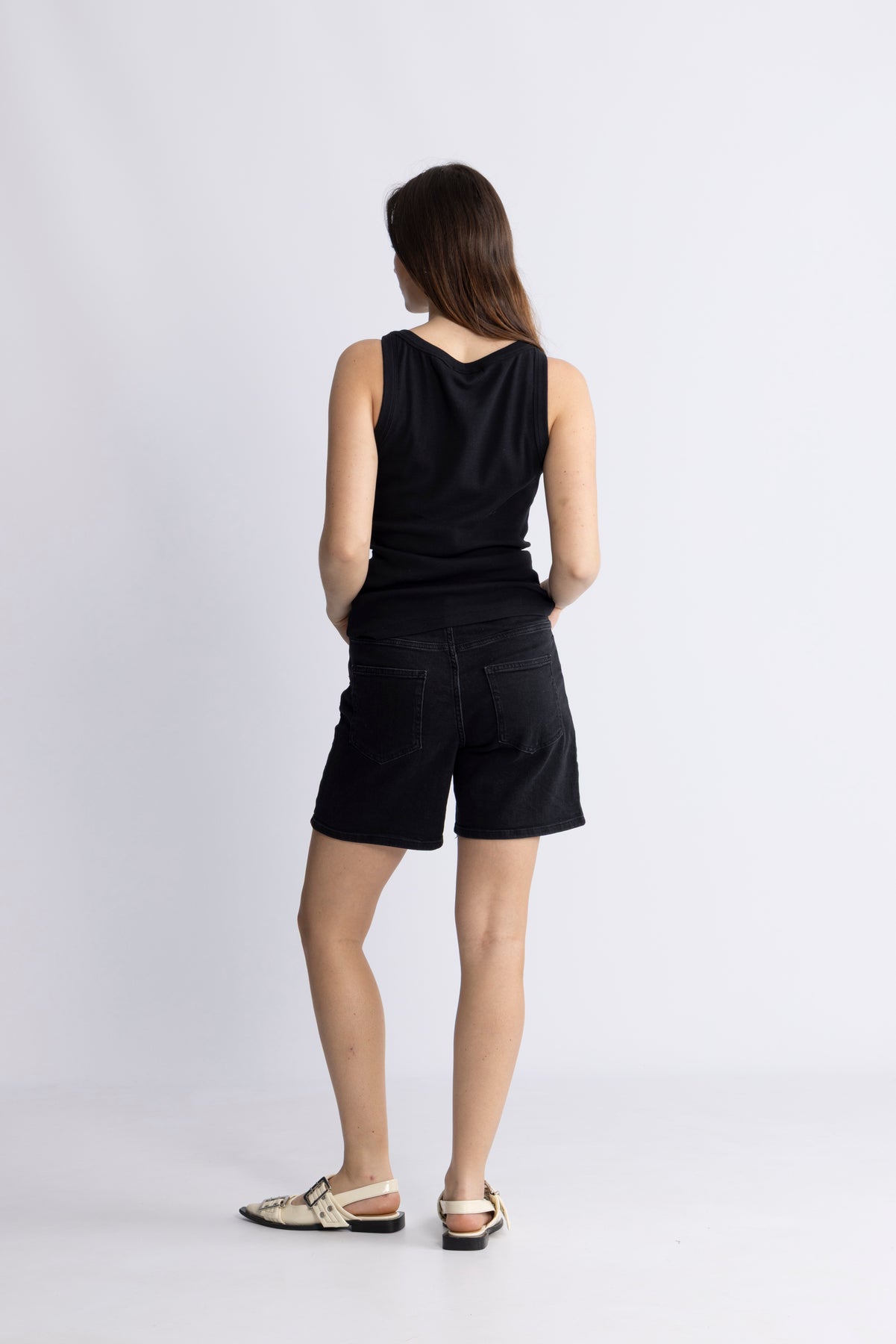 Sveja-Krista Hw Denim Shorts - Svart denim