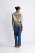 Lulu Ls Knit Short Stripe Kofta - Vetiver Birch