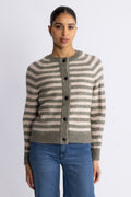Lulu Ls Knit Short Stripe Kofta - Vetiver Birch