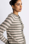 Lulu Ls Knit Short Stripe Kofta - Vetiver Birch