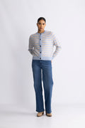 Lulu Ls Knit Short Stripe Cardigan - Cashmere Blue Birch