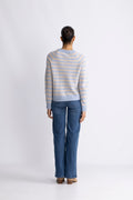 Lulu Ls Knit Short Stripe Cardigan - Cashmere Blue Birch