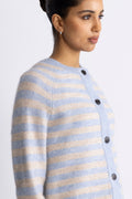 Lulu Ls Knit Short Stripe Cardigan - Cashmere Blue Birch
