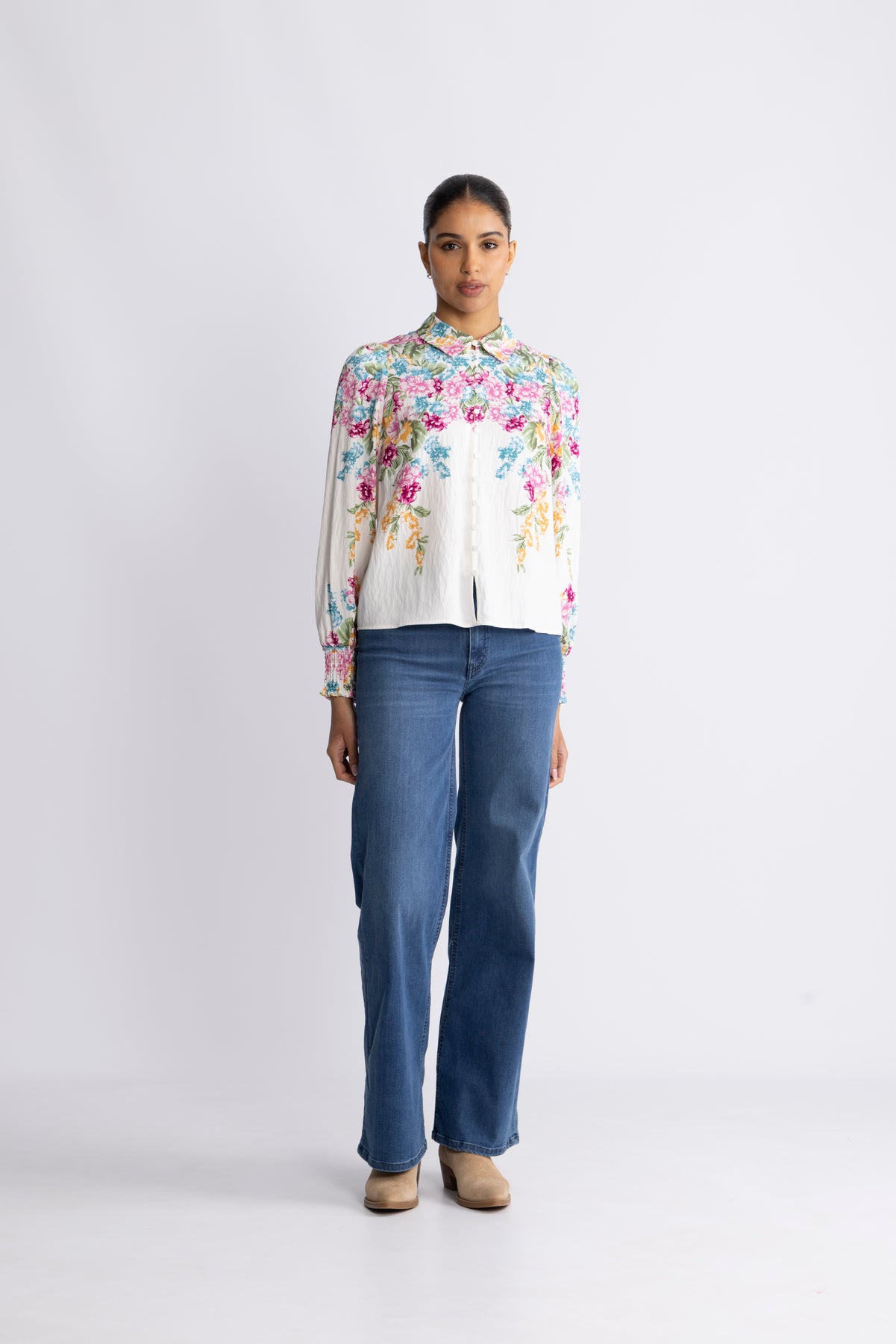 Yasrosie Ls Shirt - Birch Rosie Print