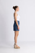 Harper HW Short Skirt - Medium Blue Denim