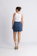 Harper HW Short Skirt - Medium Blue Denim