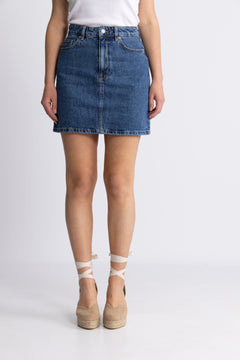 Harper HW Short Skirt - Medium Blue Denim
