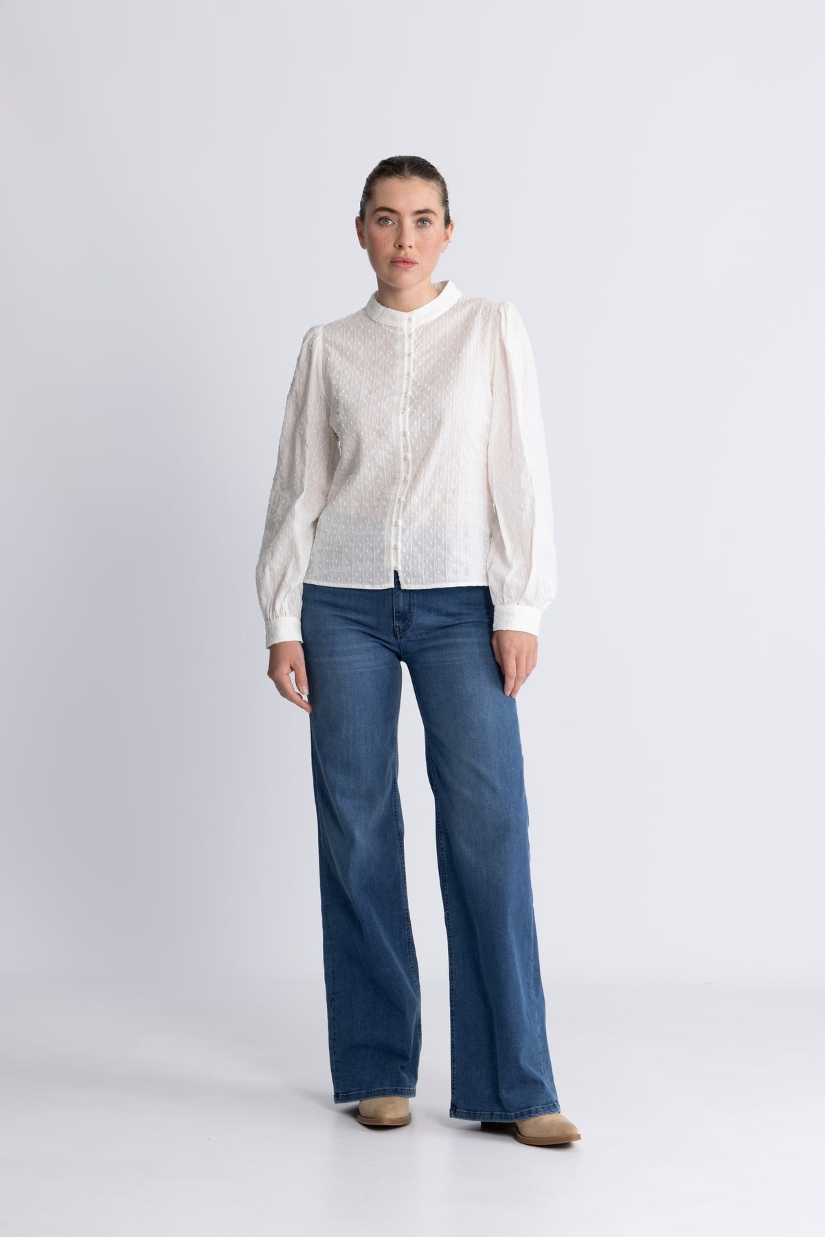 Otilie LS Blus - Vit
