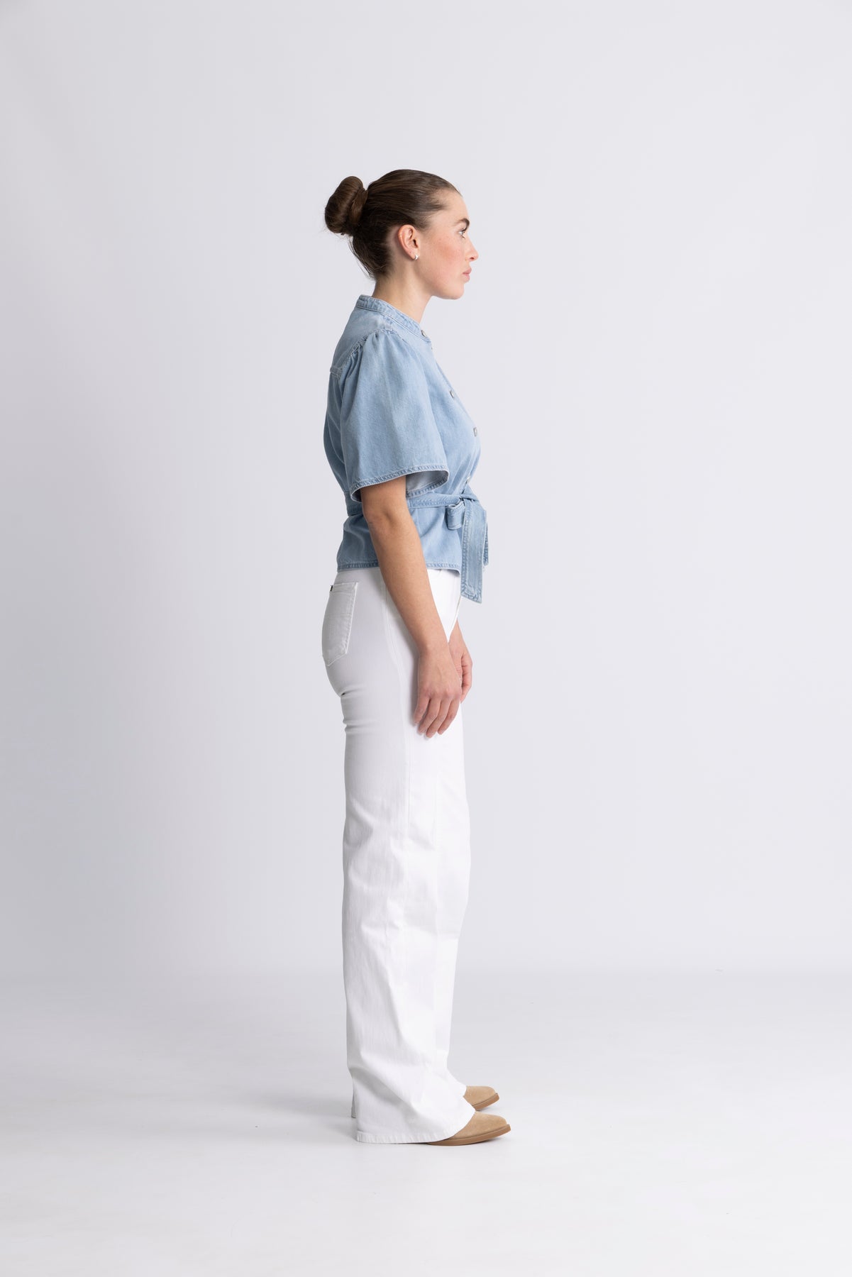 Ingrid Lis 2/4 Denim Belt Shirt - Light Blue Wash