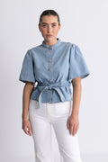 Ingrid Lis 2/4 Denim Belt Shirt - Light Blue Wash