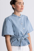 Ingrid Lis 2/4 Denim Belt Shirt - Light Blue Wash