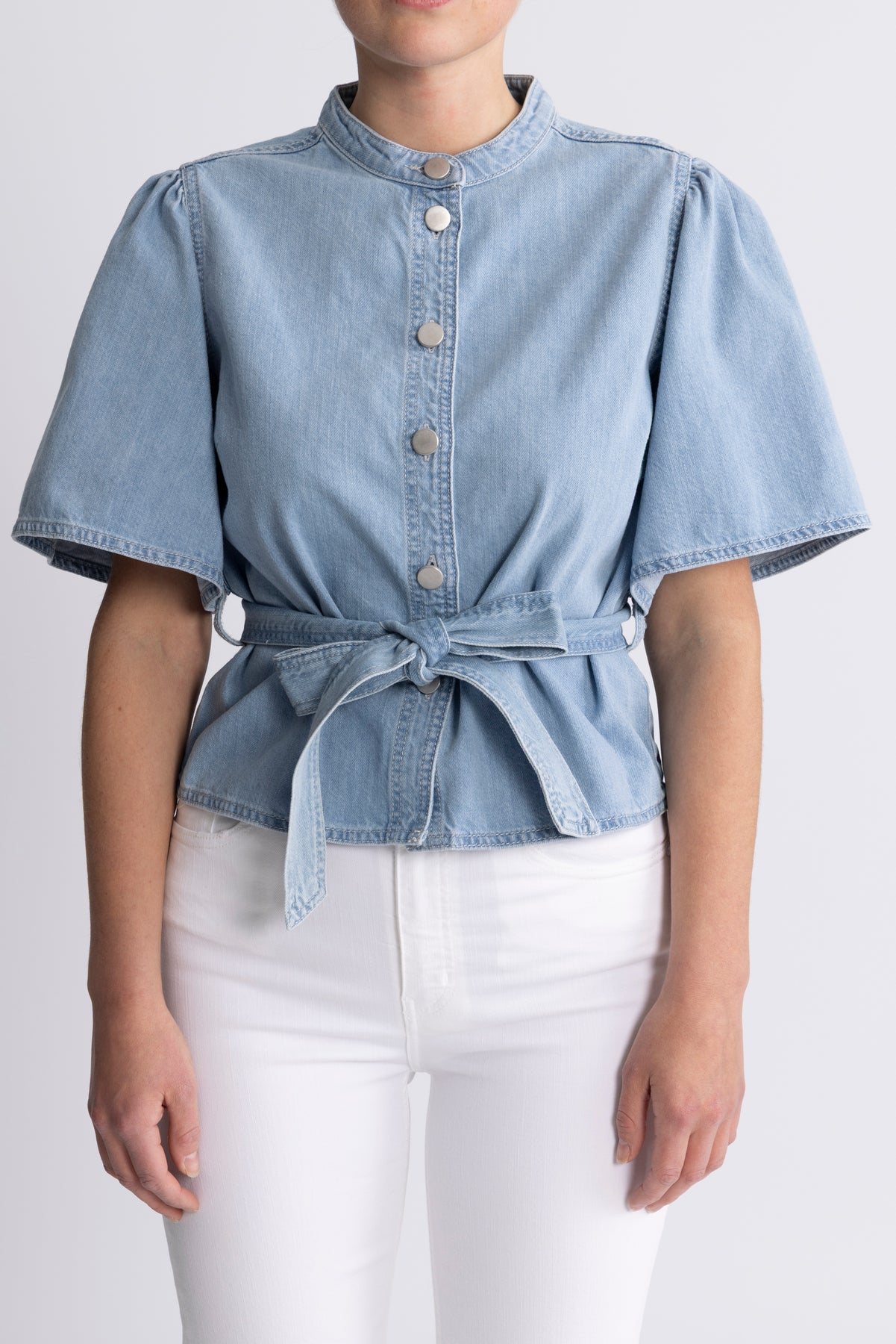 Ingrid Lis 2/4 Denim Belt Shirt - Light Blue Wash