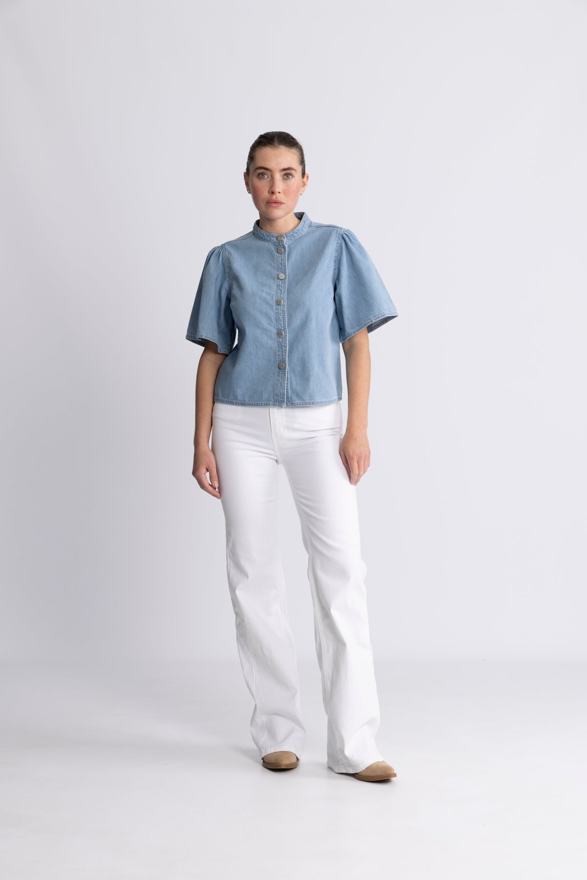 Ingrid Lis 2/4 Denim Shirt - Light Blue Wash