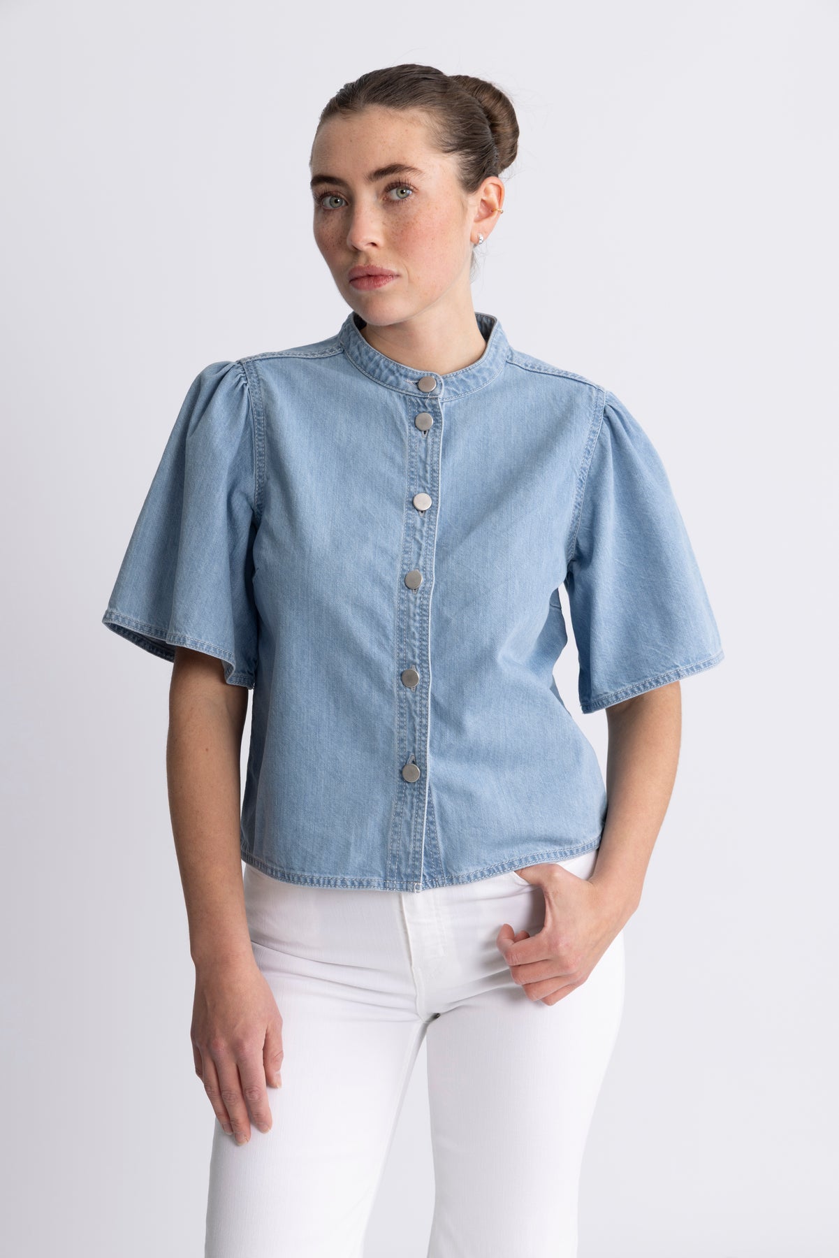 Ingrid Lis 2/4 Denim Shirt - Light Blue Wash