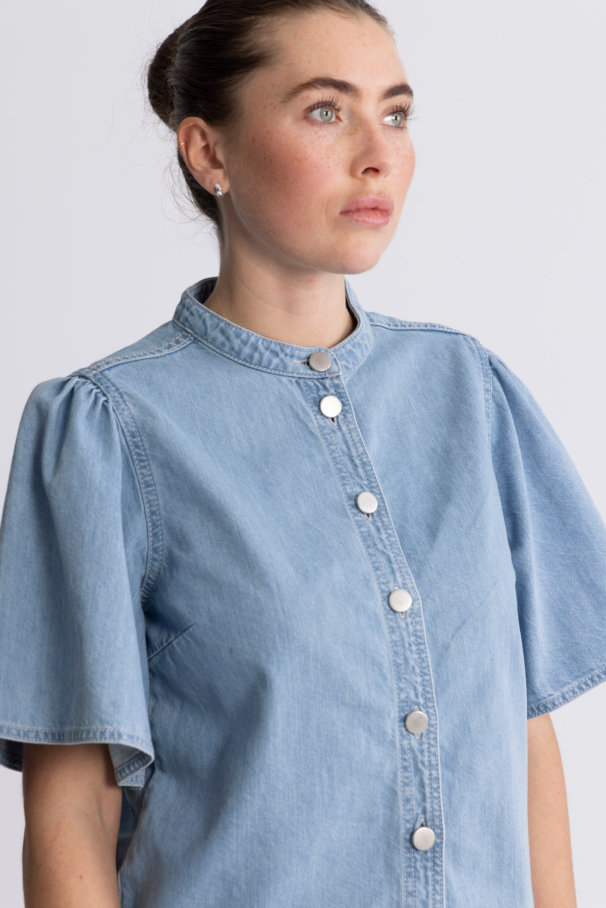 Ingrid Lis 2/4 Denim Shirt - Light Blue Wash