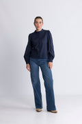 Otilie LS Blus - Navy