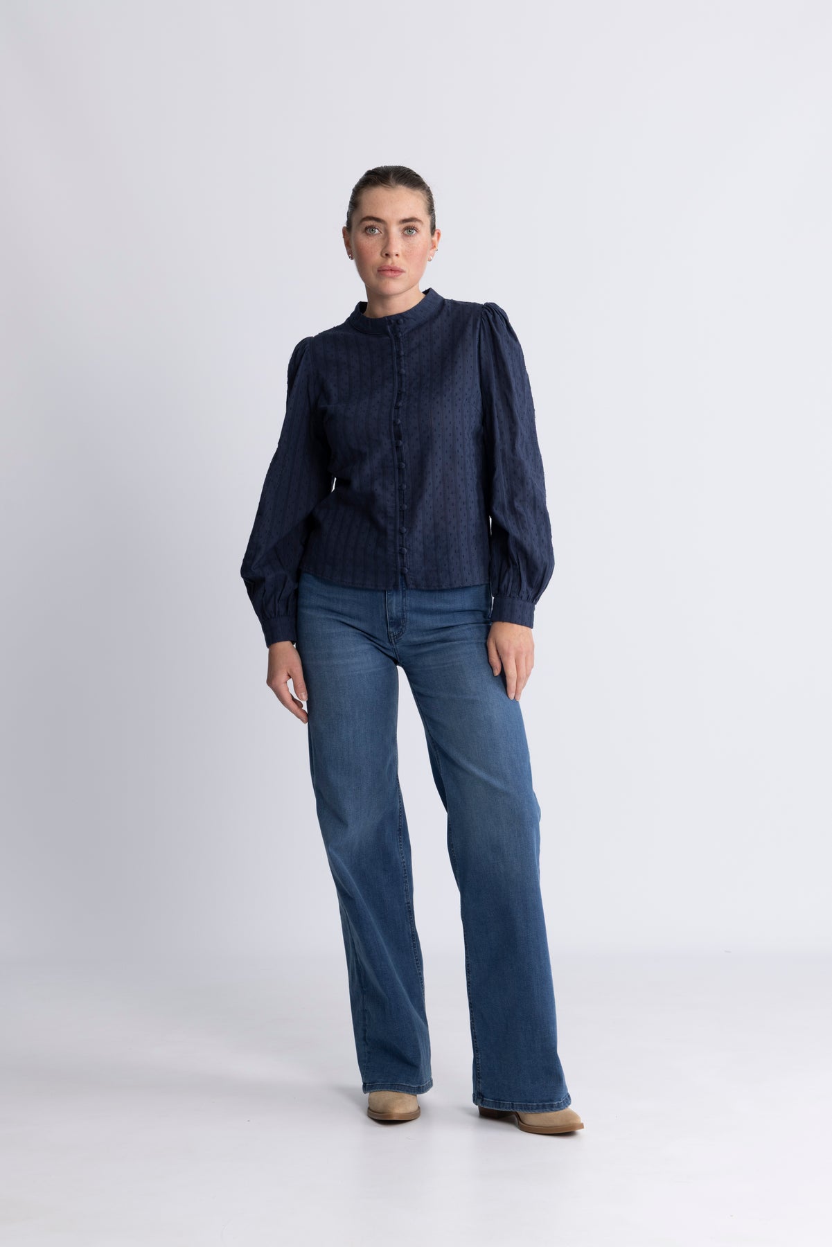 Otilie LS Blus - Navy