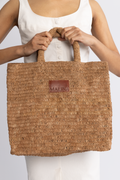 Elsya Raffia Tote Bag - Tan