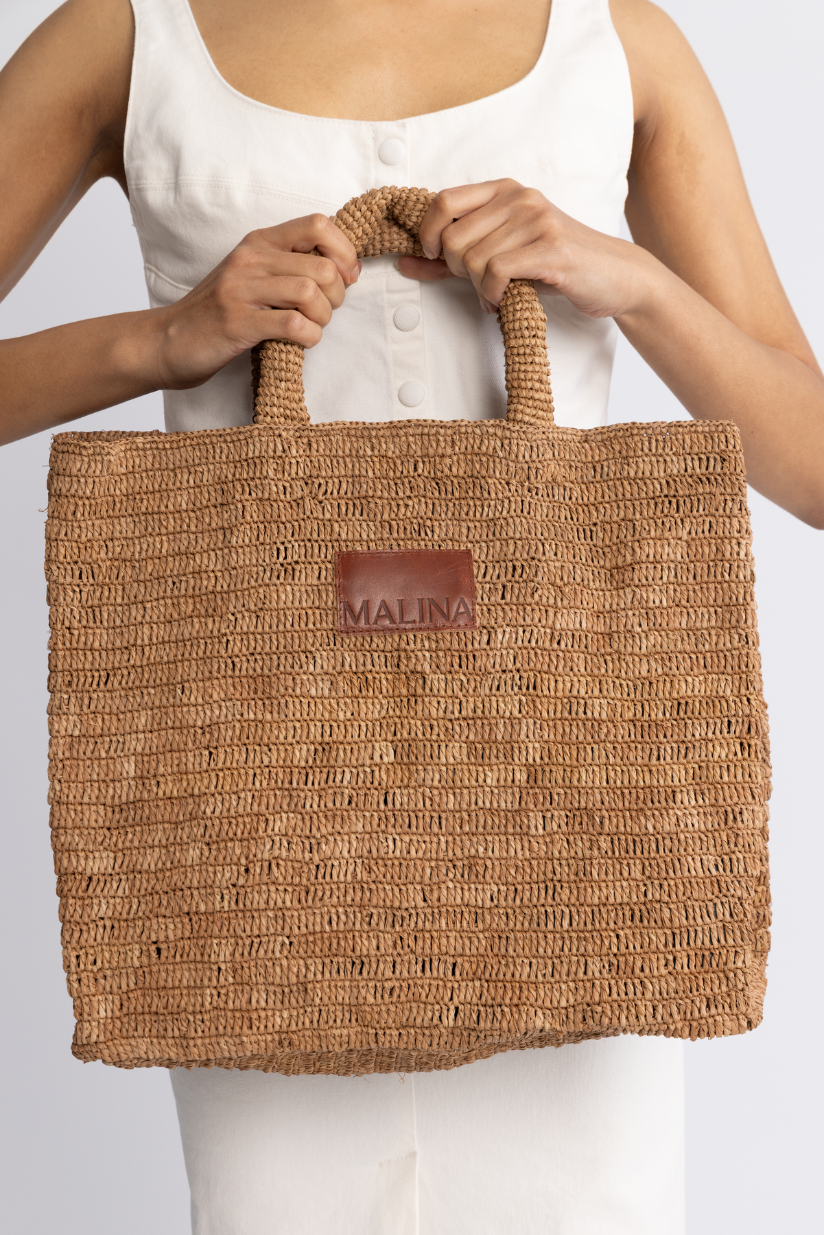 Elsya Raffia Tote Bag - Tan