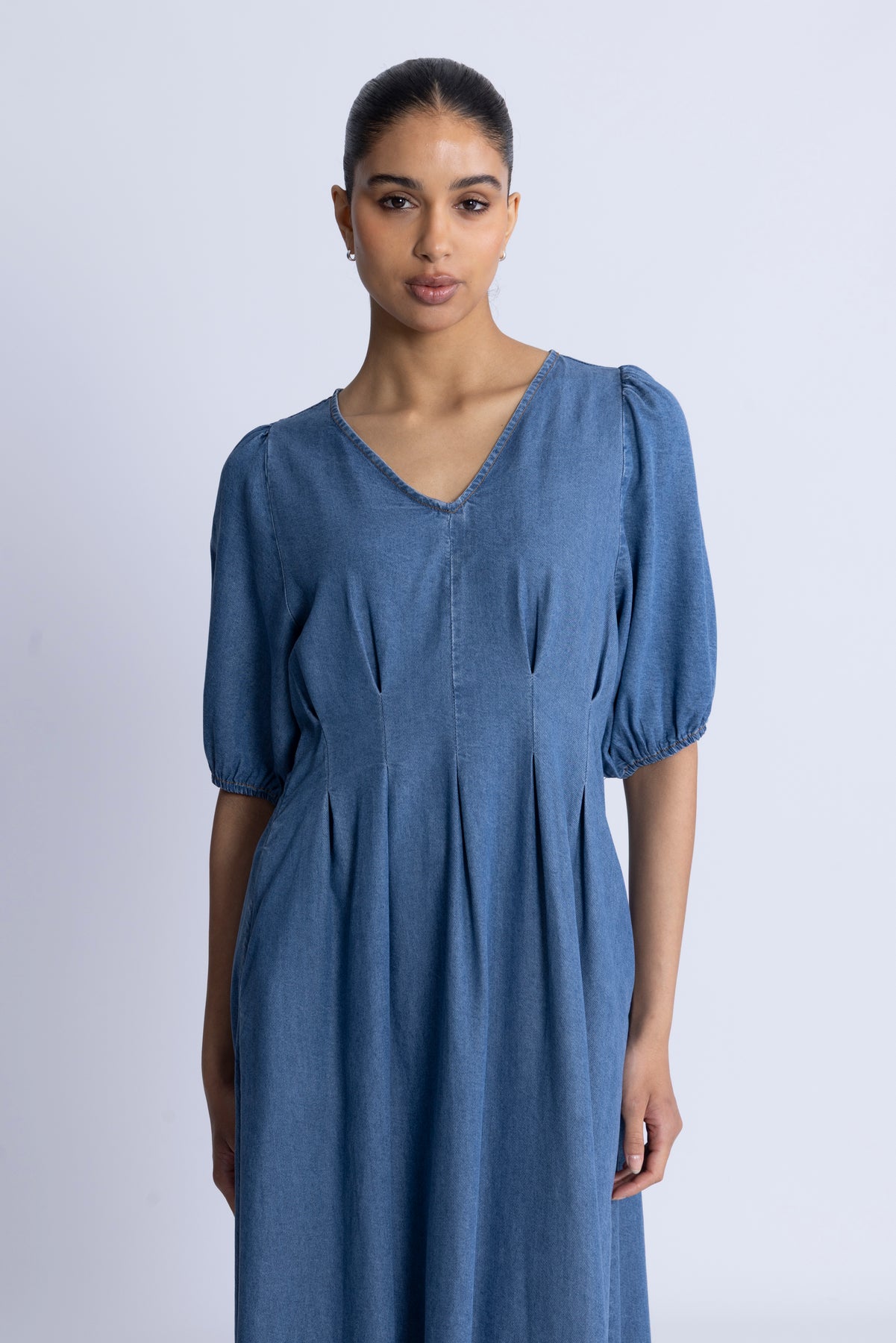 Denimcc Pleat Dress - Denim Blue