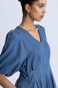 Denimcc Pleat Dress - Denim Blue