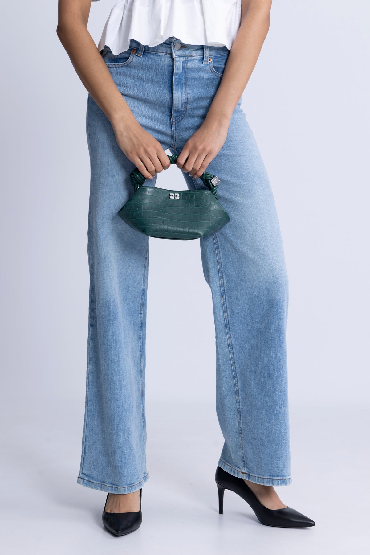 Ganni Bou Bag Mini Croco - Pineneedle