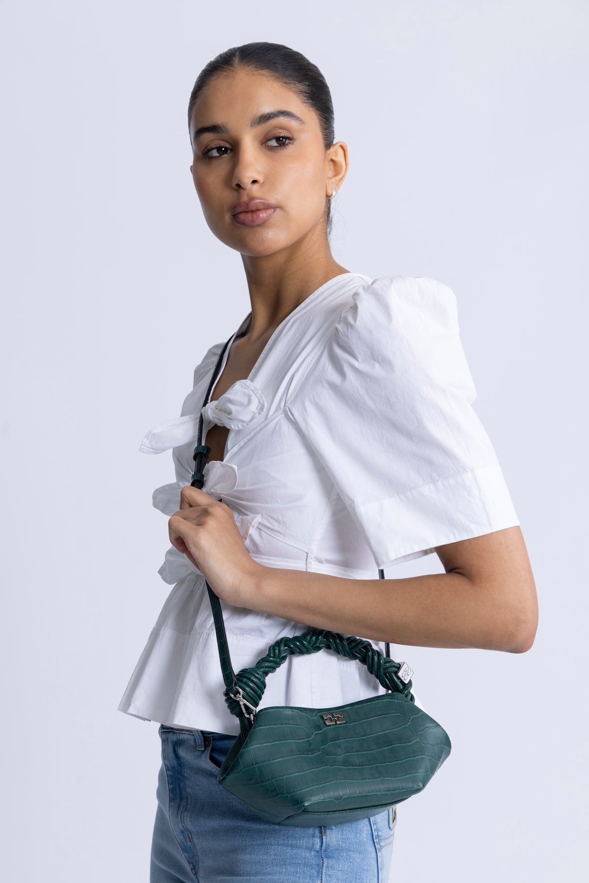 Ganni Bou Bag Mini Croco - Pineneedle
